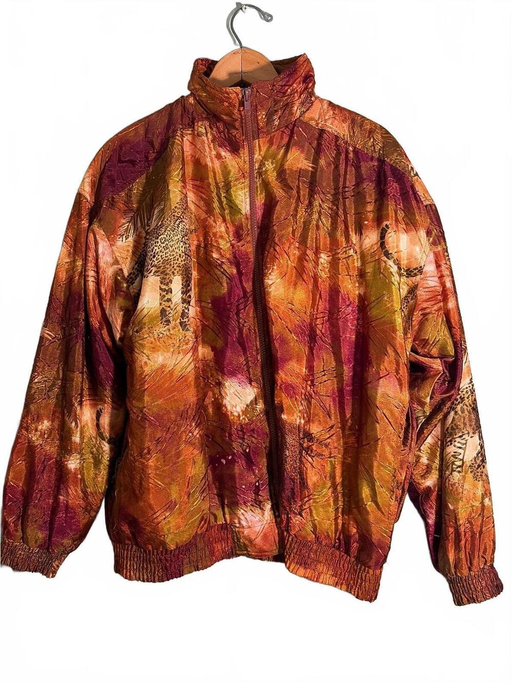 Vintage Kaktus Colorful Polyester Jacket with Animal Print - Medium